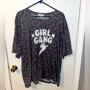 Eighty Eight Gray Leopard Print 'Girl Gang' Tee